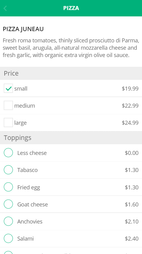 Alaskan Cuisine Mobile App Food item details