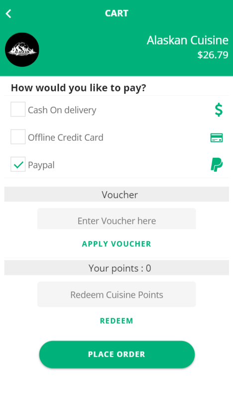 Alaskan Cuisine Mobile App Payment