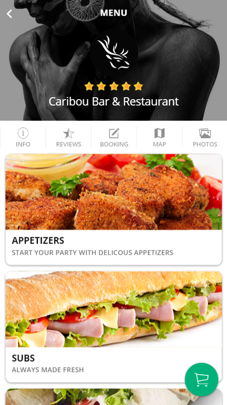 Alaskan Cuisine Mobile App Restaurant menu